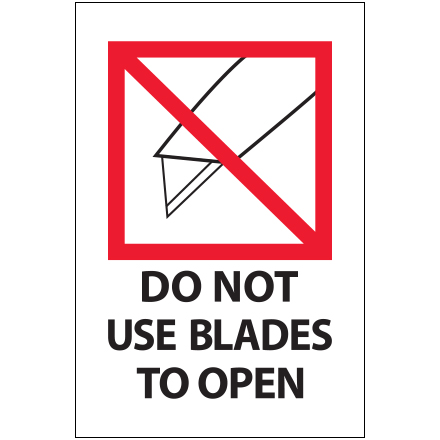 4 x 6" - "Do Not Use Blades to Open" Labels